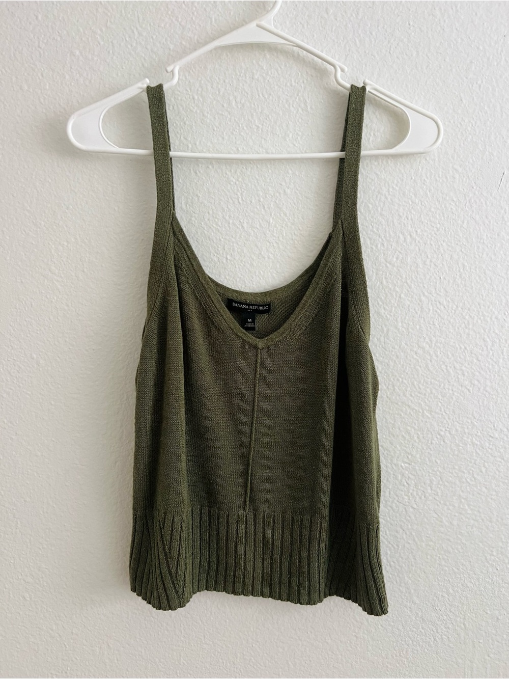 Olive Knit V-Neck Tank